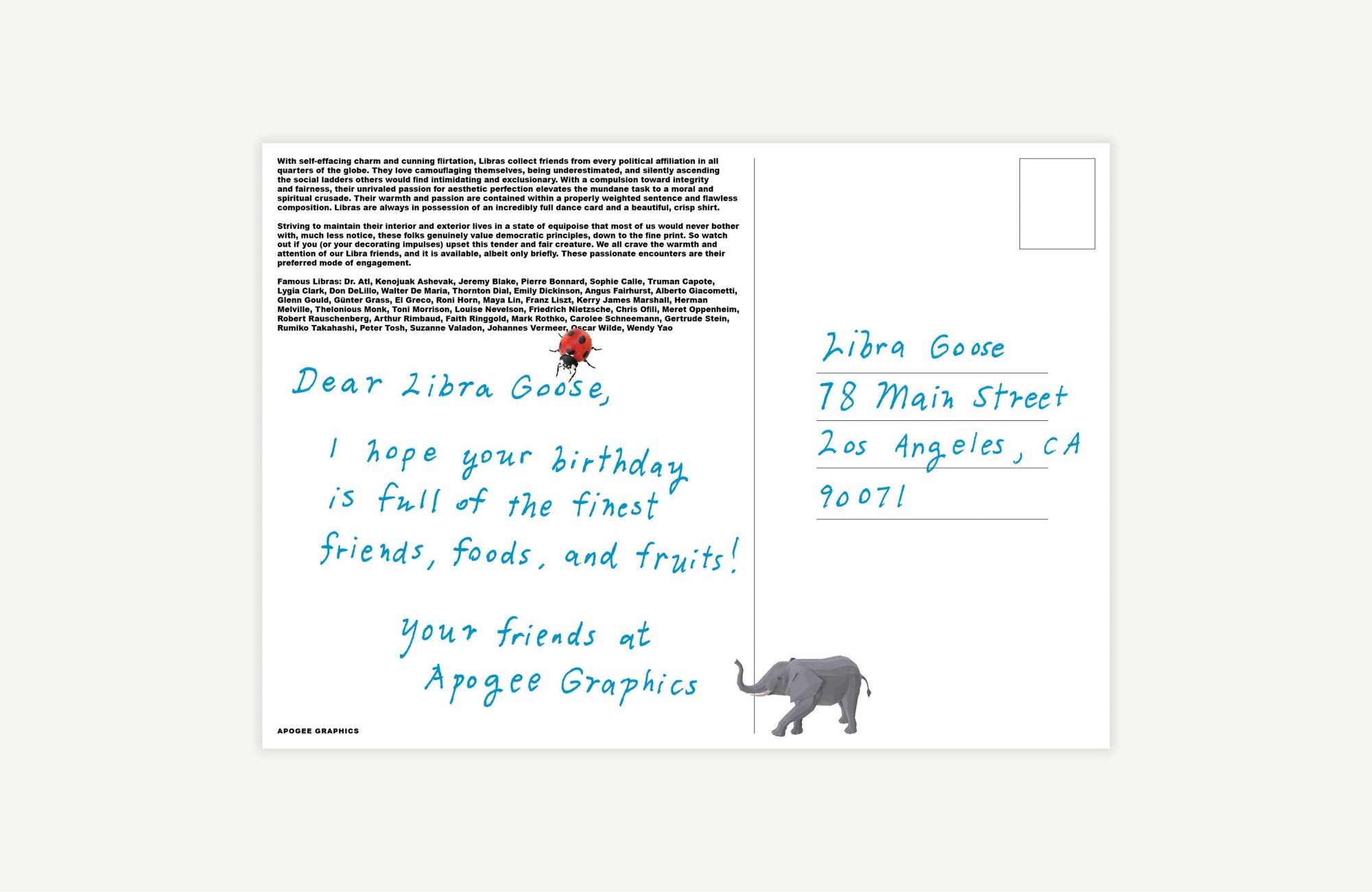 Libra Primal Astrology Postcard