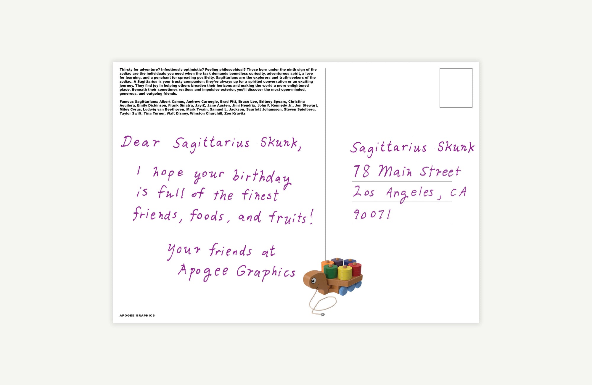 Sagittarius Primal Astrology Postcard | mailed with handwritten message