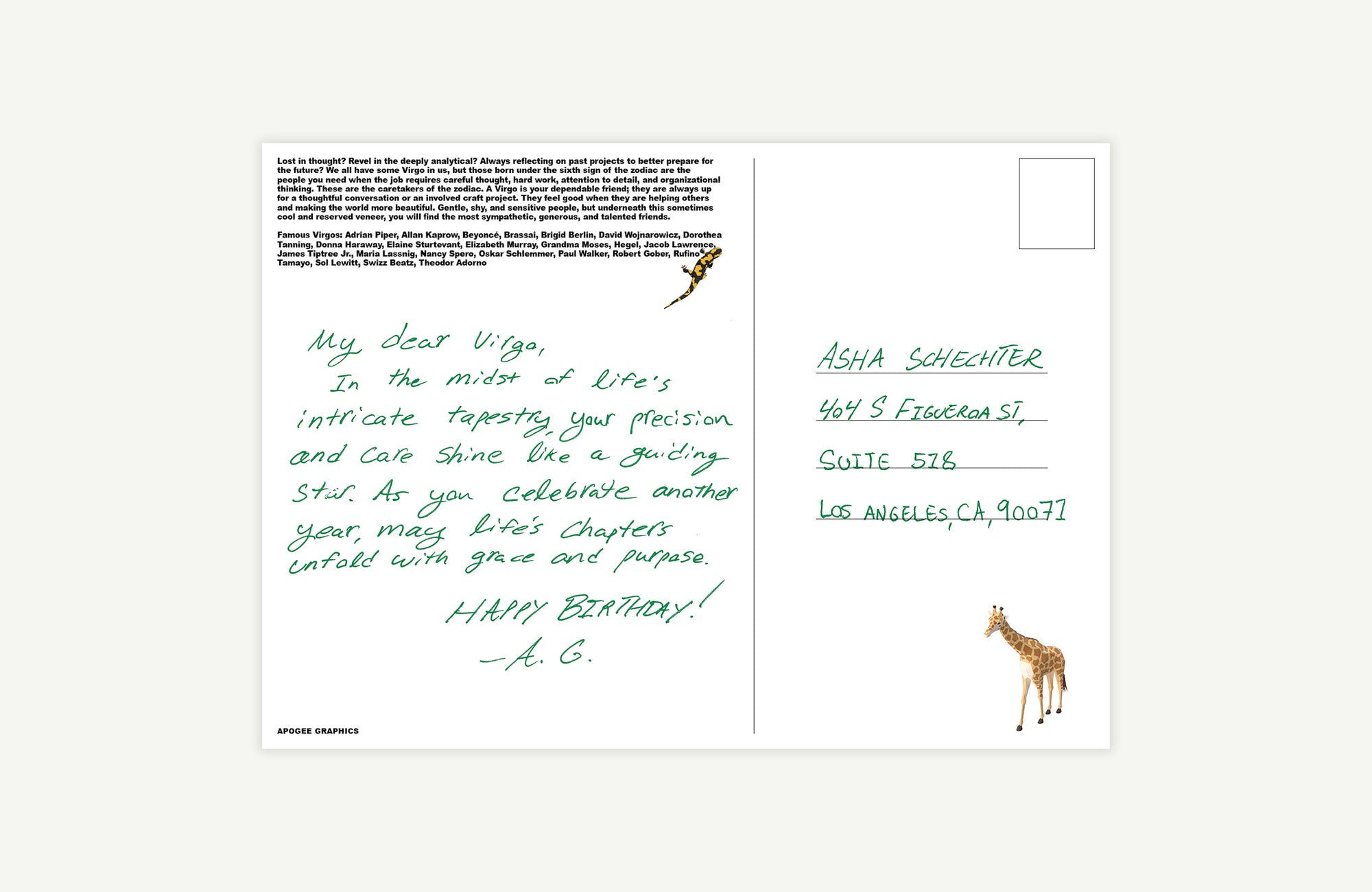 Virgo Primal Astrology Postcard | mailed with handwritten message