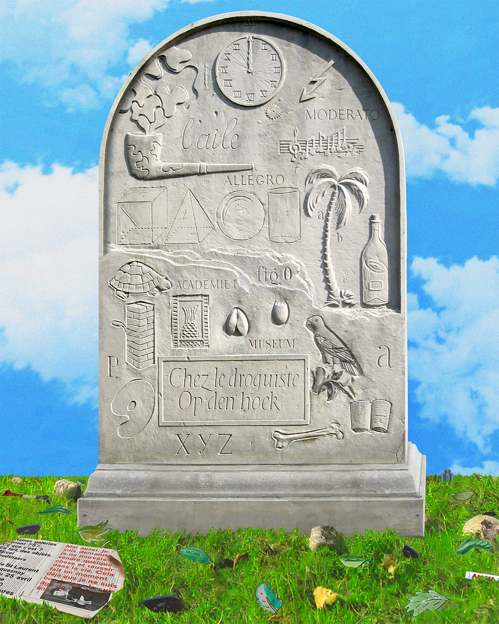 Broodthaers Tombstone Beach Towel