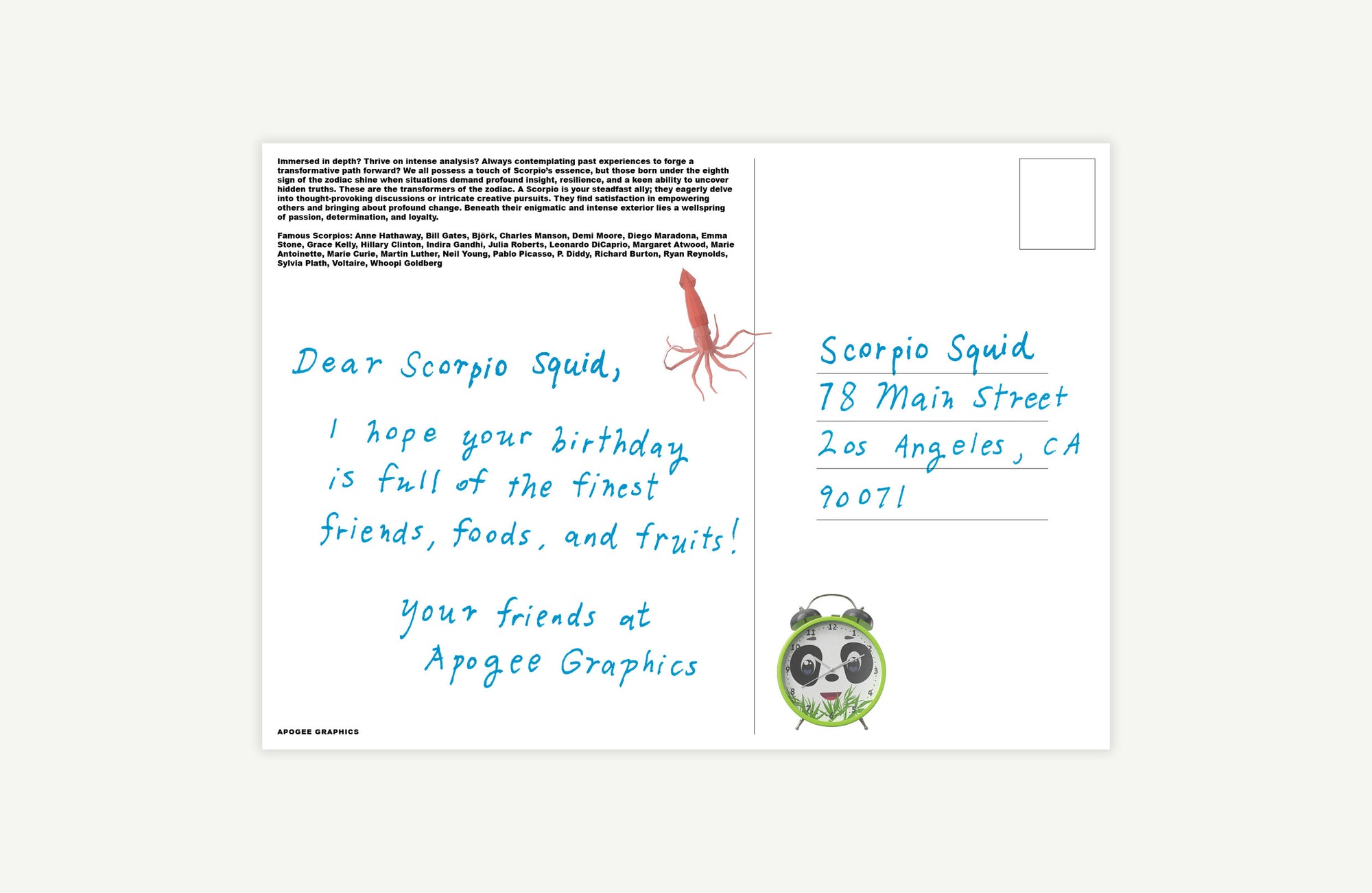 Scorpio Primal Astrology Postcard (blank)